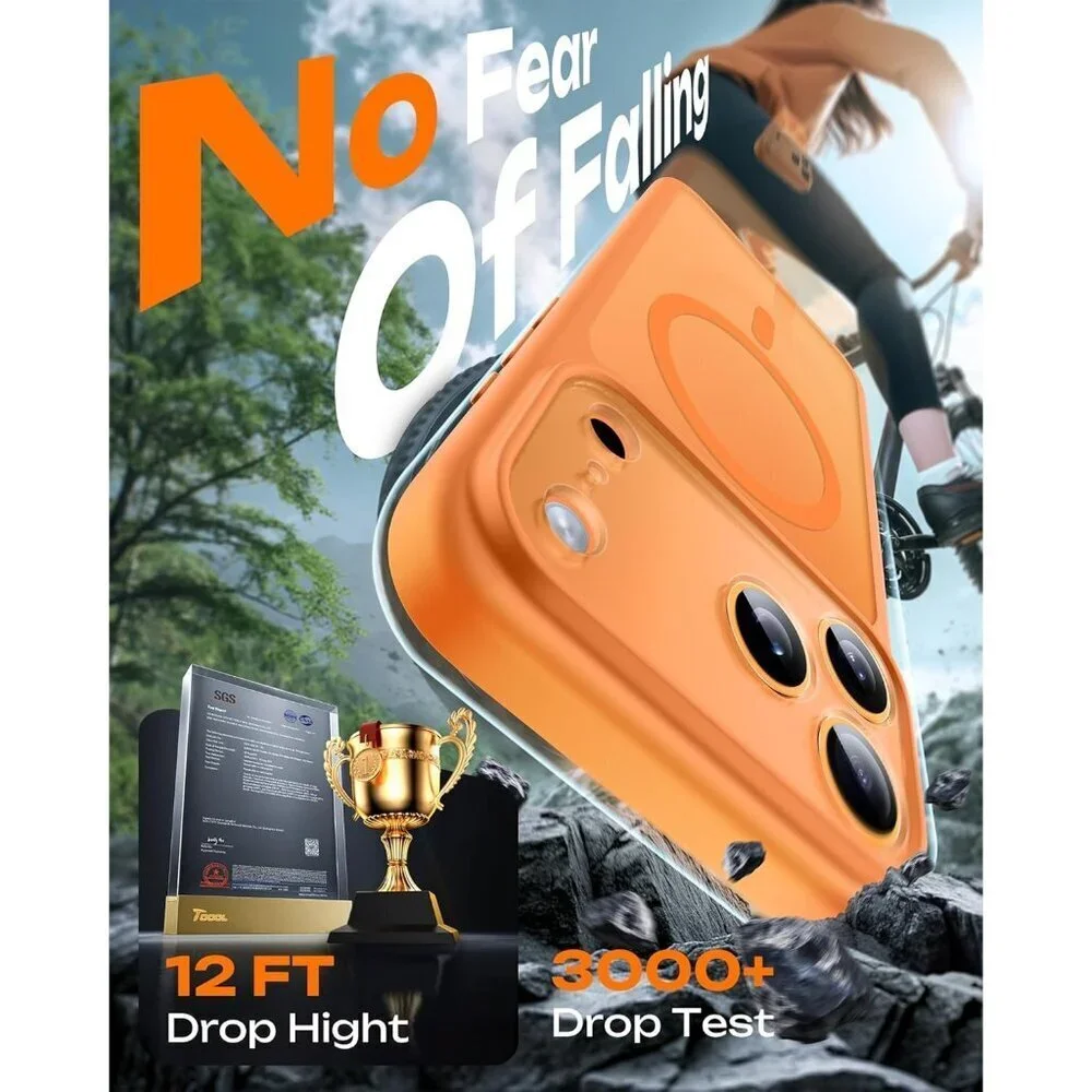 Orange Iphone 17 Pro Max Full Camera Protection Translucent Matte Phone Case
